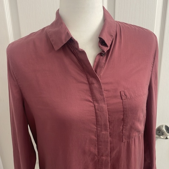 Frank & Oak Dusty Rose Button Down Shirt Long Sleeve Button Cuff Pocket Size S - Picture 2 of 14